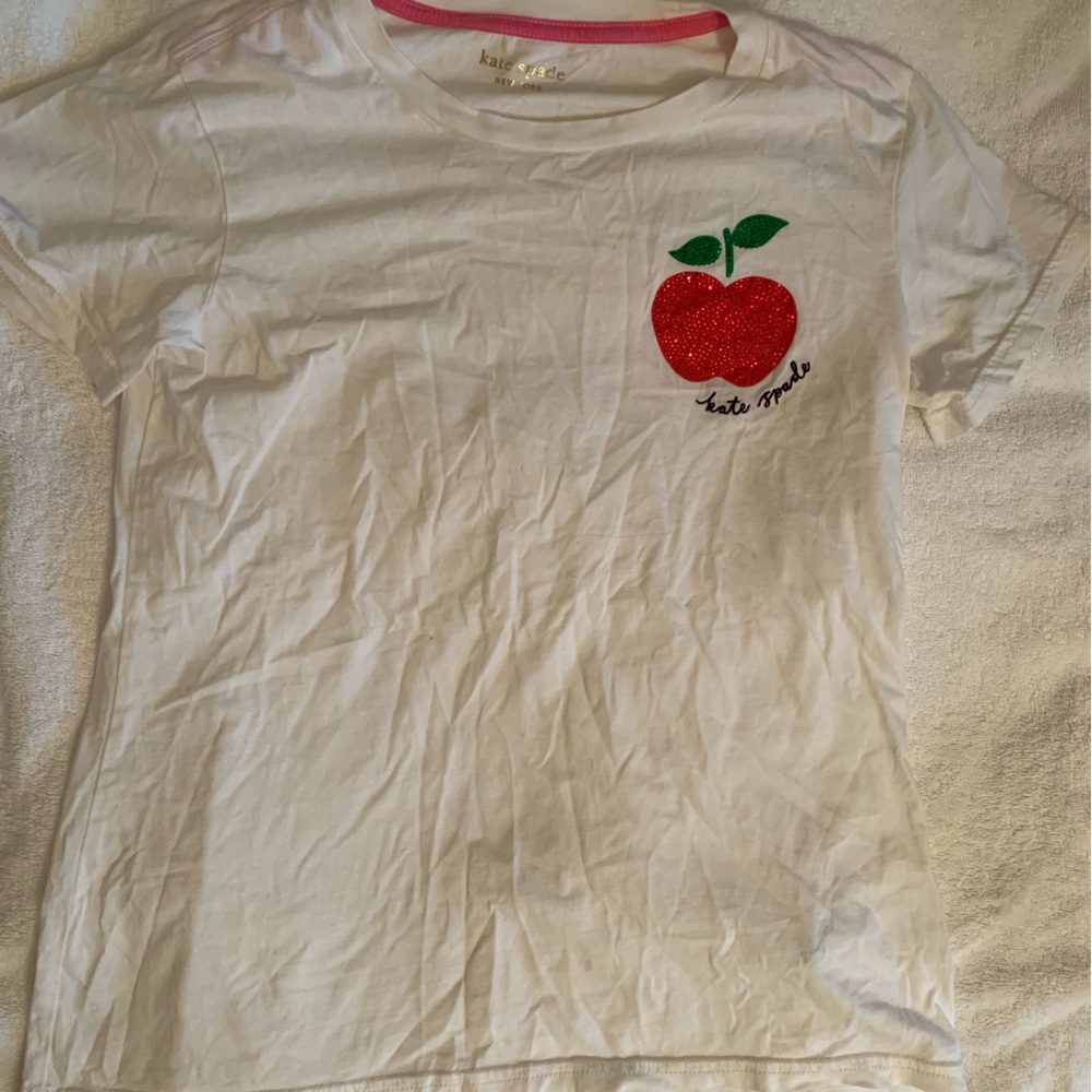 Kate Spade New York Crystal Apple T Shirt White Sz Small Kate Spade NY Tee.